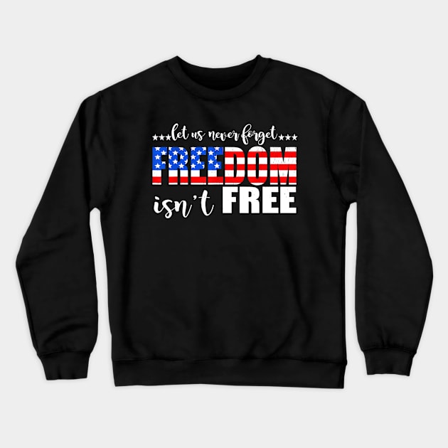 4th Of July Gift - Let Us Never Forget Freedom Isn't Free Crewneck Sweatshirt by Haley Tokey